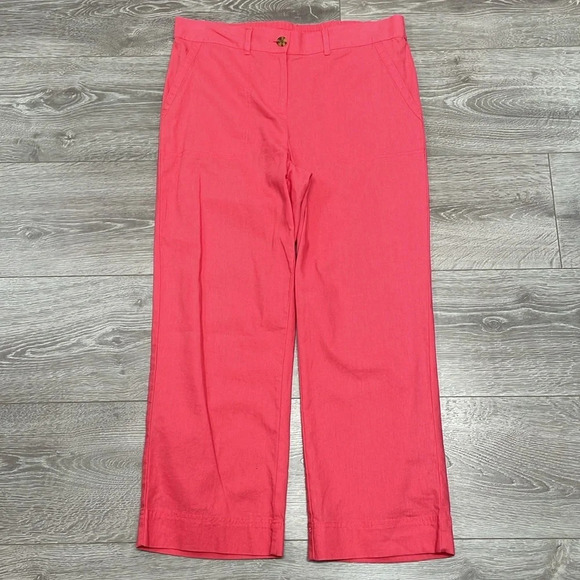 Talbots Linen Blend Flat Front Coral Pants 10 - Picture 7 of 14